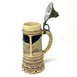 Thorens Movement German Wind Up Music Beer Stein Made in Switzerland Vintage 10"